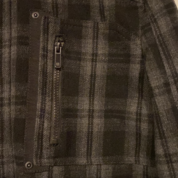 Jack & Jones Denim Gray/Black Plaid Hooded Marlow Wool Jacket Sz Medium - Picture 2 of 15